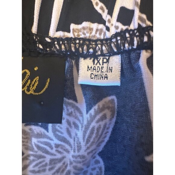 Bob Mackie Wearable Art 1XP Floral Stripe Pants - Picture 4 of 6